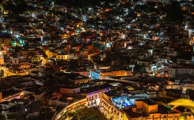 Bird's eye view of Guanajuato city Mexico