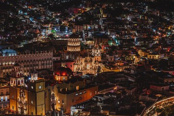 Bird's eye view of Guanajuato city Mexico