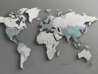 Global business success growth level up network graph with world map illustration ai generative