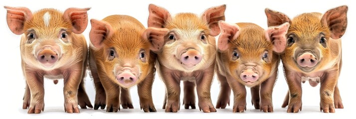 Charming piglets on white background - adorable animals for sale in farm animal theme