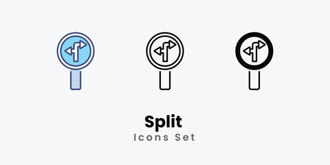 Split Icons thin line and glyph vector icon stock illustration 