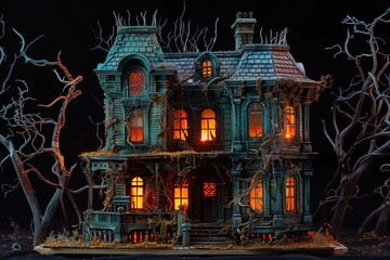 Halloween Haunted Mansion Castle Night