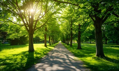 Fototapeta premium Tree Path in the Park, Generative AI