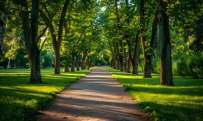 Obraz premium Tree Path in the Park, Generative AI