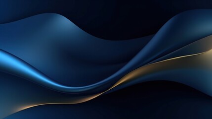 abstract blue wavy background with gold line wave ,