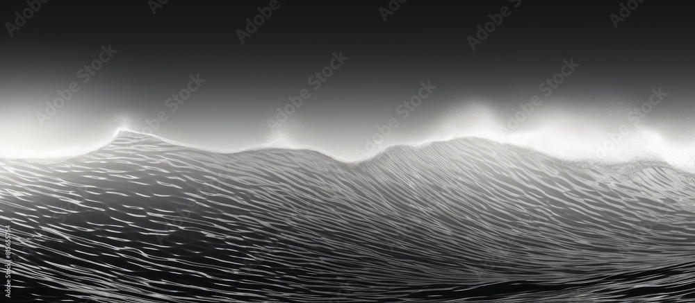 Poster A beautiful natural texture of black and white waves on the surface of the sea water with shining reflections of sunlight The wavy pattern creates a retro vision and there is copy space for additiona