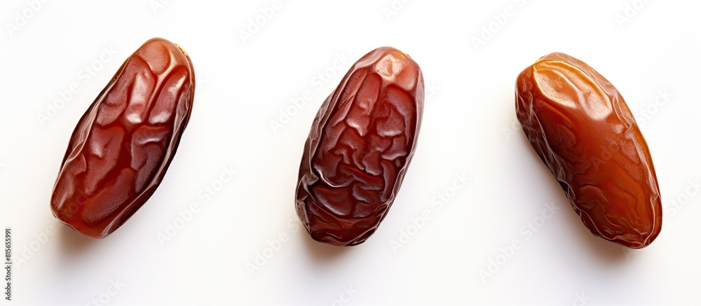 Aufkleber Top view of three dates on white background. copy space available