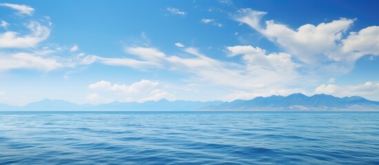 Cloudy seascape over the Aegean sea. copy space available