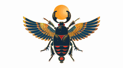 Scarab beetle holding sun ancient Egyptian hieroglyph