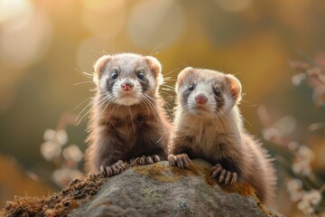 Fototapeta premium Cute adorable ferret close up