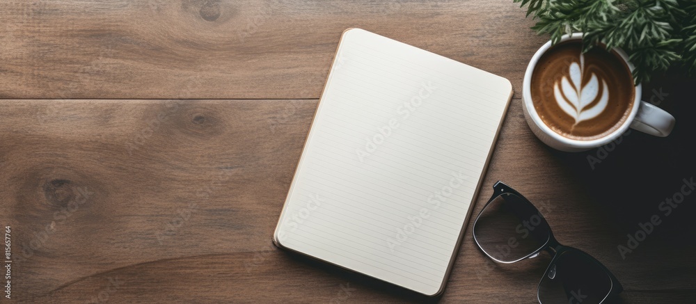 Poster coffee notebook phone smartphone. copy space available