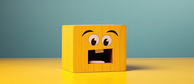 Oops sign on wooden cube over yellow background. copy space available