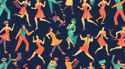 Seamless pattern with broadway dancers in 1920s styl