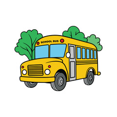 School bus vector illustration, yellow school bus vector