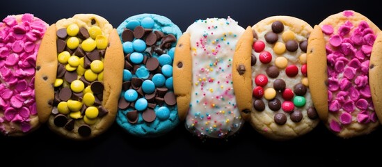 Cookies with colorful toppings. copy space available