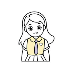School Girl Vector Illustration, Minimalistic school girl vector art