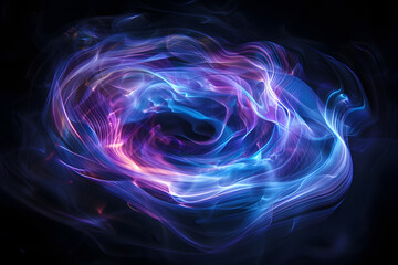 Glowing liquid luminous swirl on black background