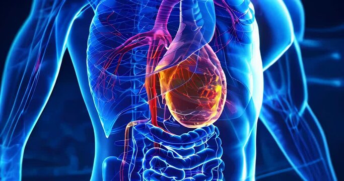 Illustration of gallbladder anatomy and its bile storage and releasing roles with liver