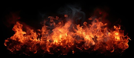 Photo collection of fire isolated on black. copy space available