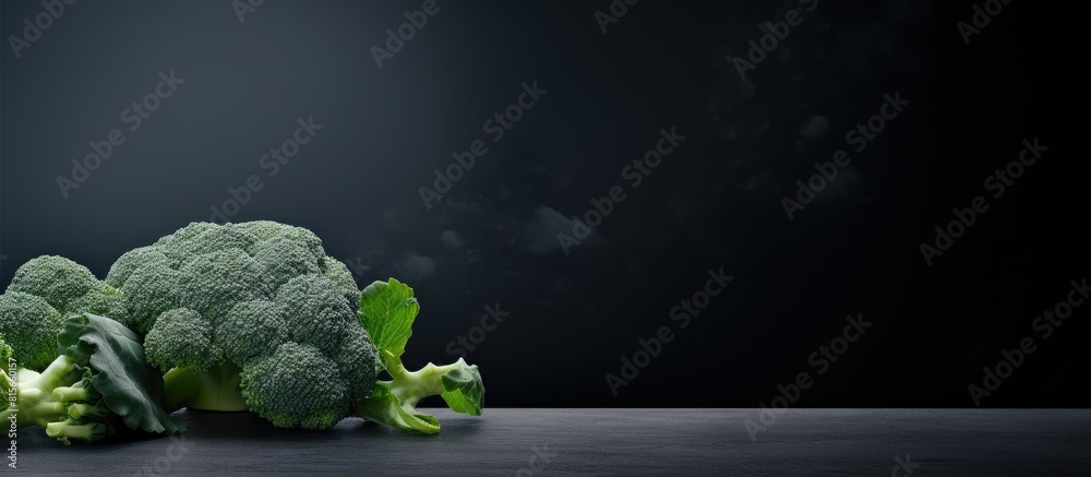 Poster fresh broccoli on the whte table broccoli with copy space