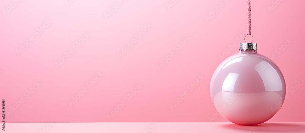 Aufkleber new year christmas top view flat lay colorful bauble with copy space on pink background feminine tem