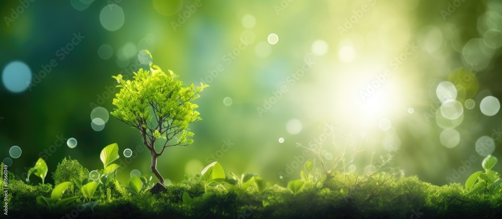 Leinwandbilder abstract bokeh sunlight and tree background of nature in green color with world map. copy space avai