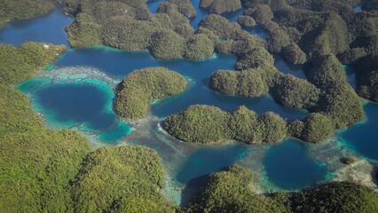 View of a lush tropical landscape of Sohoton National Park, Philippines