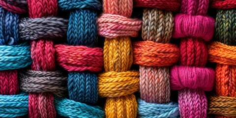 Colorful wool yarn as a background. Close-up, macro.