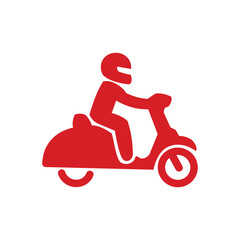 Motorcycle icon. Red flat simple icon on white background for web design. illustration icon. Basic element design automotive and transportation