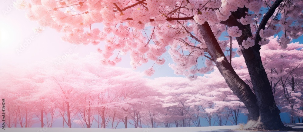 Poster Beautiful sakura in summer for copy space