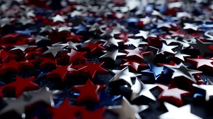 Obraz premium Close up of red, white and blue stars on a dark background