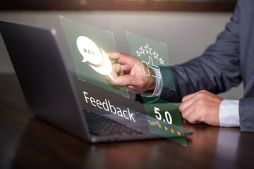 Customer feedback and rating ,  customer give a comment feedback and five star rating , customer...