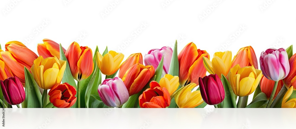 Aufkleber a beautiful image of tulips on a white background with plenty of copy space
