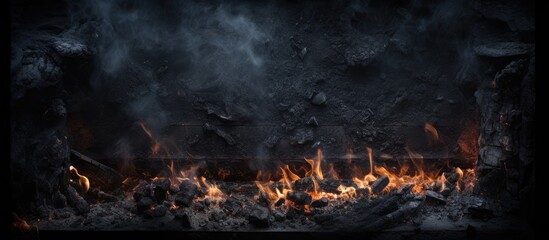 Iron stove ash background picture. copy space available