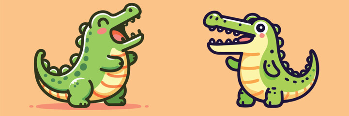Naklejka premium cute crocodile vector generate ai