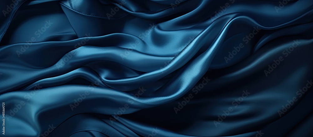 Aufkleber crumpled dark blue silk fabric as background closeup view space for text. copy space available