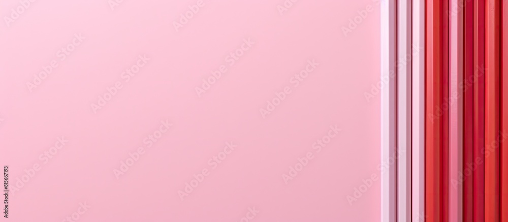 Aufkleber pink paper on a pink background with a colored pencil to color the world minimal flat lay. copy spac