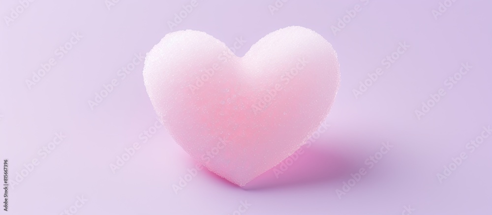 Poster Heart made of cubes of sugar Sugar kills Pink background Empty space for copying text