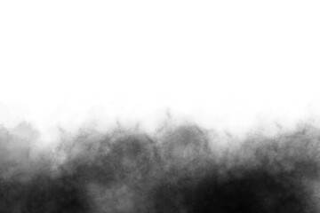 Black smoke texture on a transparent black background. mist or vapor effect for Halloween scenes and spooky atmosphere. Special effect of steam, smoke, fog, clouds. Png