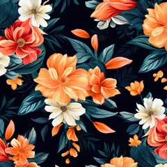Vibrant abstract background featuring an array of orange and white floral patterns