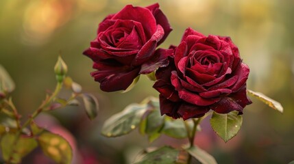 Naklejka premium Roses blossoming in a shade of burgundy