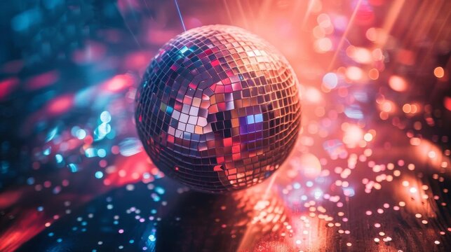 Disco dance birthday party with a disco ball, dance floor, and 70s music hits