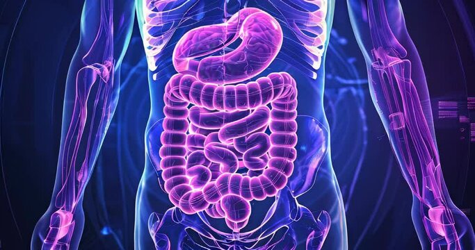 Labeled diagram of the colon with cecum, appendix, rectum, enhancing anatomy understanding