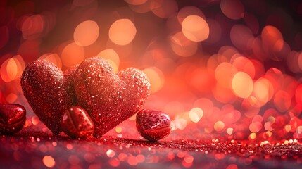 Valentine day background with red hearts