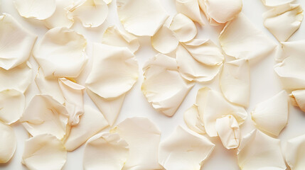 Delicate white rose petals. Aesthetic background for special events. Romantic concept. Generative AI