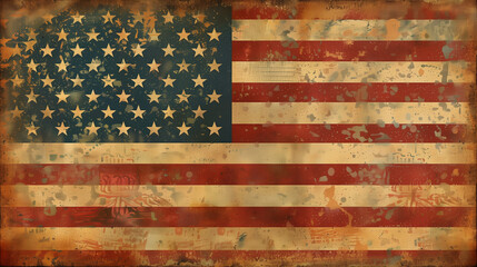 Fototapeta premium Photo of Vintage American Flag on Rusty Background