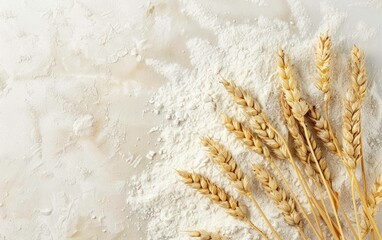 Fototapeta premium Wheat Ears and Flour on a Table