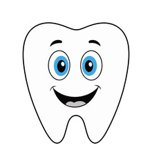 Smiling Cartoon Teeth on White Background