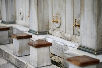 Closeup of the architecture of the Suleymaniye Mosque in Istanbul, Turkey