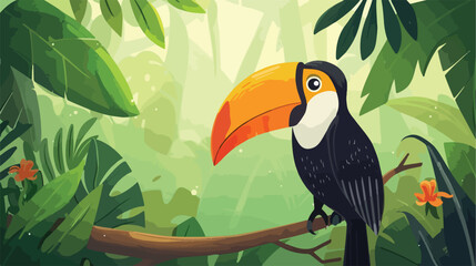 Obraz premium Toucan bird character in the jungle. South America